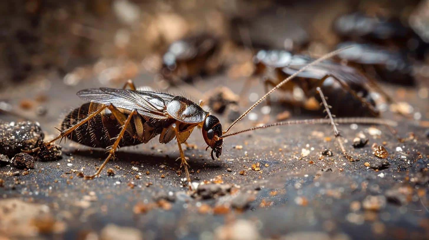 common local pests bugs crawling in what looks like sawdusts