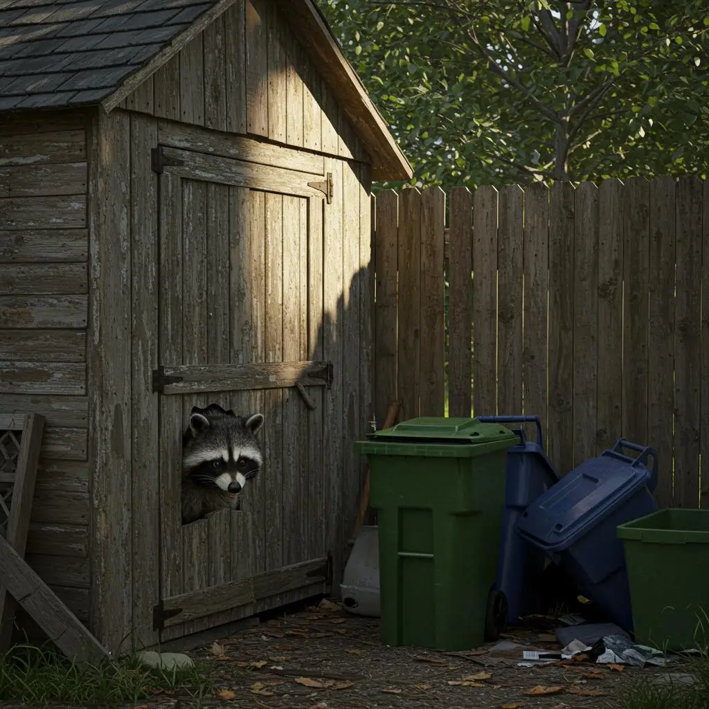 Wildlife expert performing humane management on urban wildlife near a brownstone garden