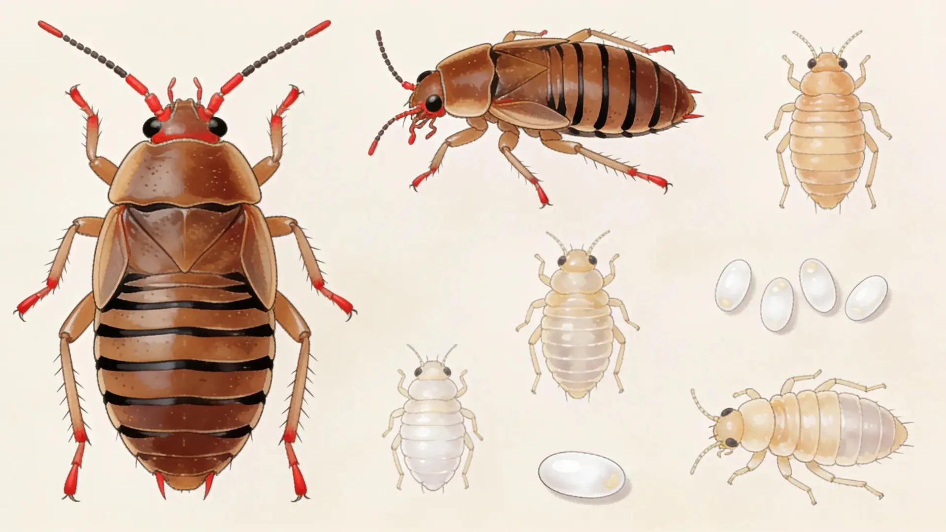 ### Key Elements #### Main Subjects - Bed bugs (Cimex lectularius) #### Notable Features -